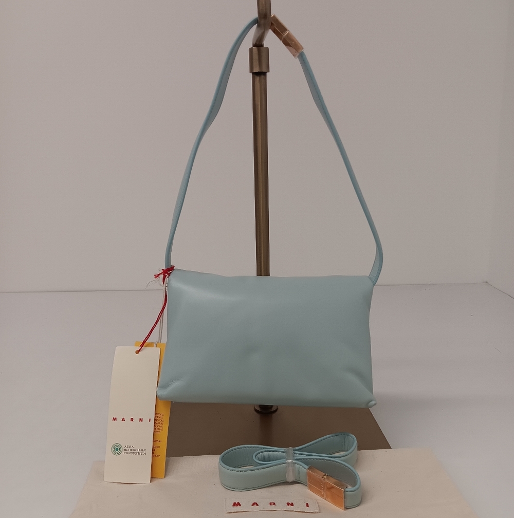 Marni Women's Small Leather Prisma Crossbody Bag - Light Blue